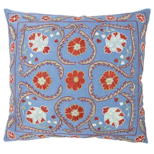 Riva Çiçekli İpek Suzani Kırlent 50x50 cm