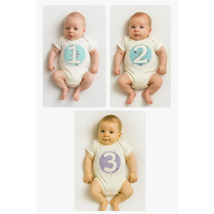 Bee Berry Kids Organik Gots Sertifkalı 12'li Unısex Bebek Body - 10