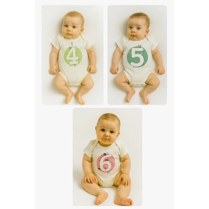 Bee Berry Kids Organik Gots Sertifkalı 12'li Unısex Bebek Body - 11