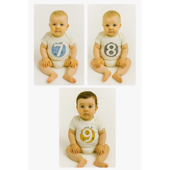 Bee Berry Kids Organik Gots Sertifkalı 12'li Unısex Bebek Body - 4