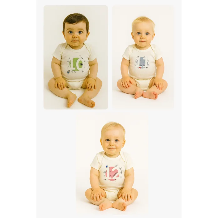 Bee Berry Kids Organik Gots Sertifkalı 12'li Unısex Bebek Body - 5