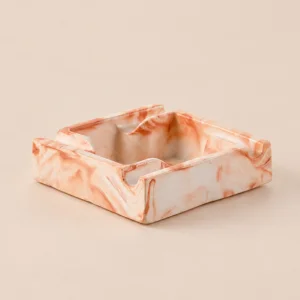 Tetra White and Orange Concrete Ashtray