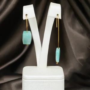 Natural Amazonite Stone Asymmetric Dangle Earrings