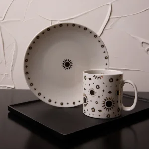 Eclipse Real Gold Gilded Sky Pattern 4-piece Porcelain Dessert Plate Set 20 Cm - 3