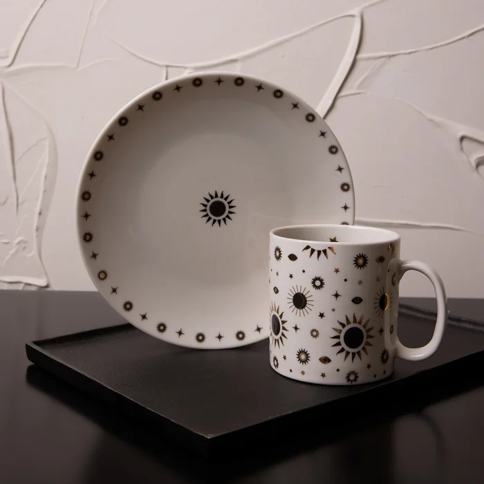 Eclipse Real Gold Gilded Sky Pattern 4-piece Porcelain Dessert Plate Set 20 Cm - 3