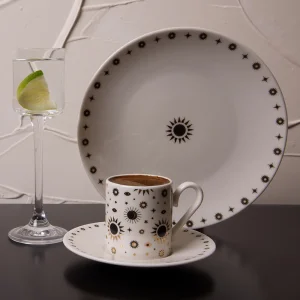 Eclipse Real Gold Gilded Sky Pattern 4-piece Porcelain Dessert Plate Set 20 Cm - 2