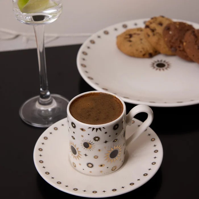 Eclipse Real Gold Gilded Sky Pattern 4-piece Porcelain Dessert Plate Set 20 Cm - 4