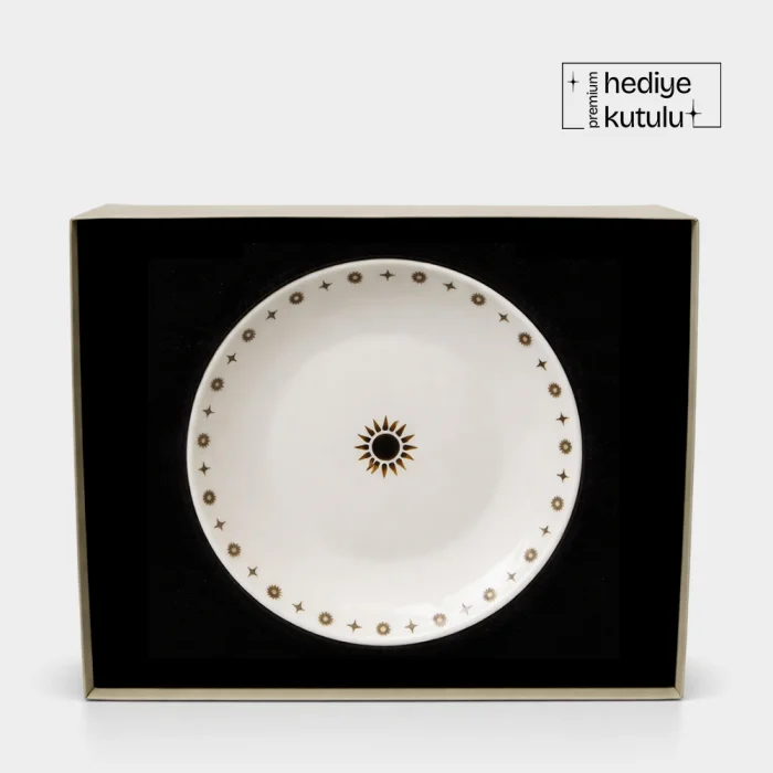Eclipse Real Gold Gilded Sky Pattern 4-piece Porcelain Dessert Plate Set 20 Cm - 5