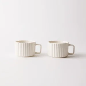 Relief Assorted Pattern 2-piece Porcelain Tea & Coffee Cup Set For 2 Persons  - White