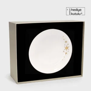 Sky Glow Altın Yaldızlı Porselen Pasta Tabağı 4'lü Set - 3