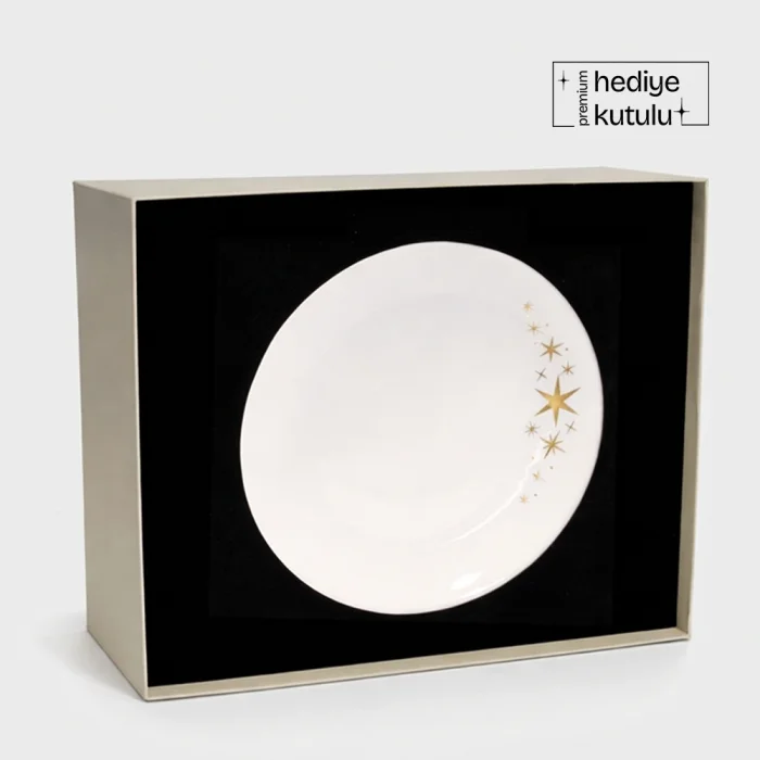 Sky Glow Altın Yaldızlı Porselen Pasta Tabağı 4'lü Set - 3
