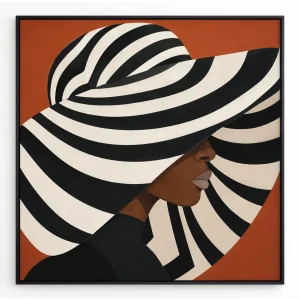 Woman in Hat: Handcrafted Painting Under the Lines