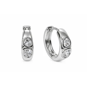 Pli Cubic Zirconia Silver Hoop Earrings