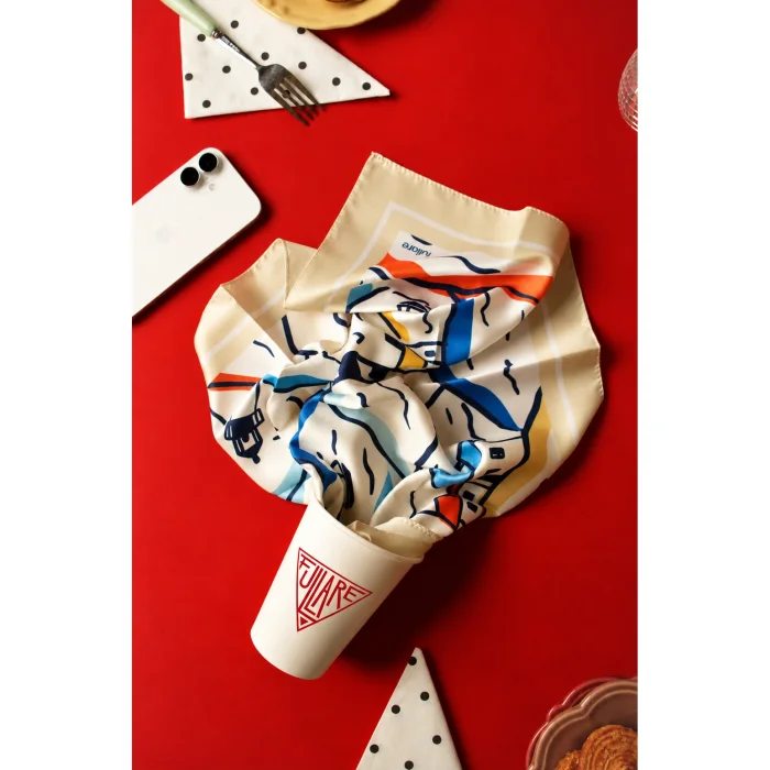 Amalfi Dalgalı Desenli Bandana Fular - 2