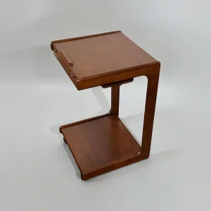 Adjustable Wooden C Side Table with Wheels