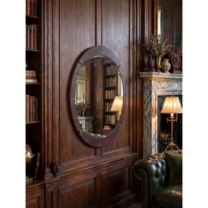 Marmara Burgundy Leather Oval Mirror - 5