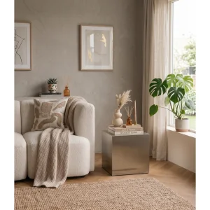 Tita Brushed Stainless Metal Side Table - 4