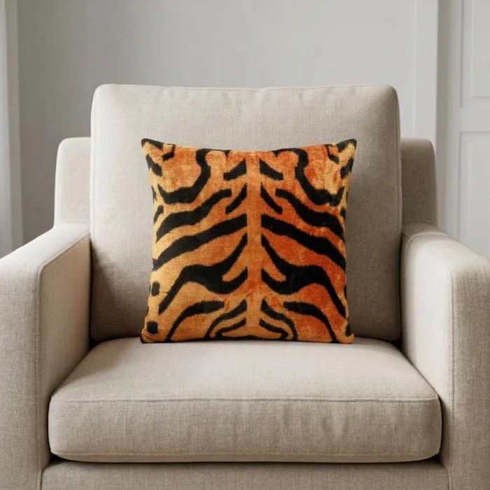 Ikat Silk Velvet Cushion - 3