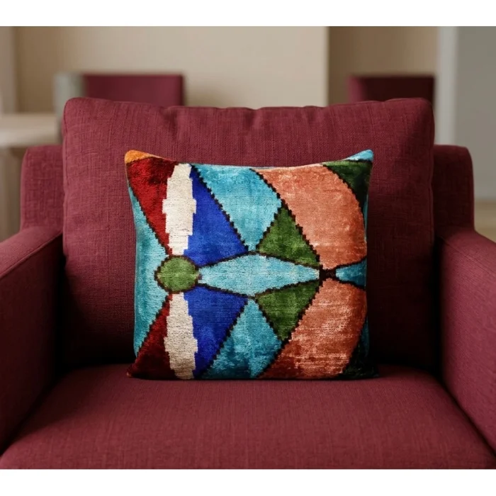Silk Velvet Ikat Cushion - 3