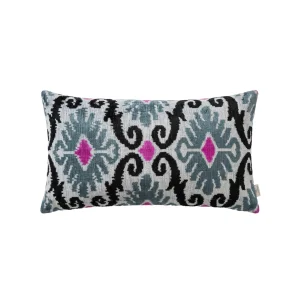 Ikat Silk Velvet Cushion - 1