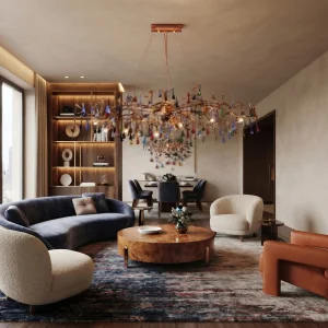 Serip Colored Drop Stone Chandelier - 3