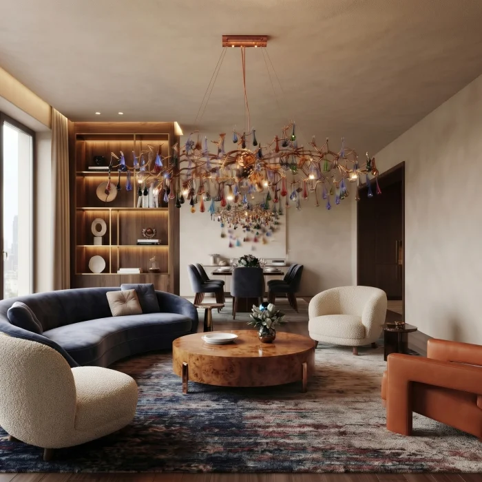 Serip Colored Drop Stone Chandelier - 3