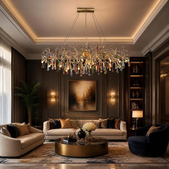 Serip Multi-Colored Drop Stone Chandelier - 4