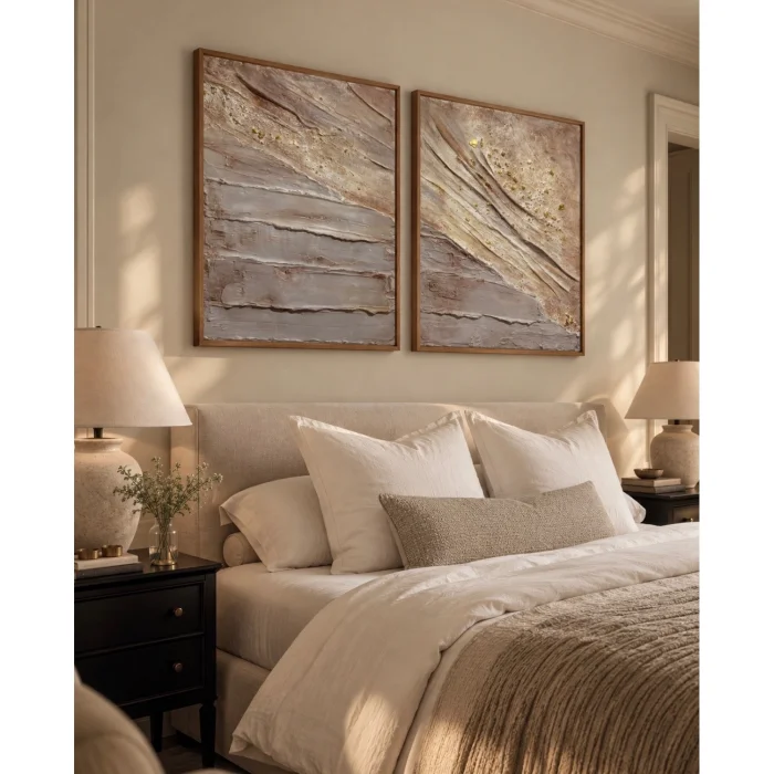 Gilded Sands İkili Dokulu Karışık Teknik Tablo Seti - 3