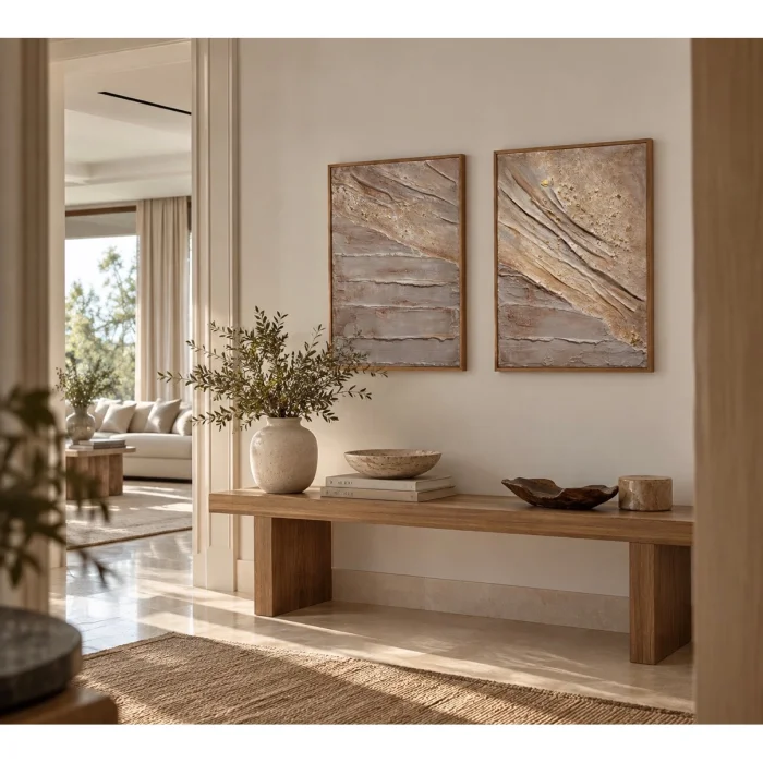 Gilded Sands İkili Dokulu Karışık Teknik Tablo Seti - 4