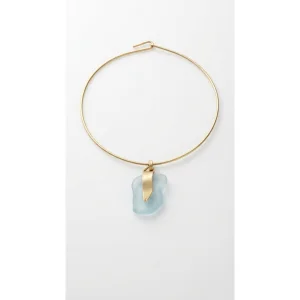 Natural Stone Brass Torque Necklace