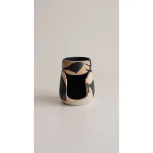 Siyah & Krem Desenli Stoneware Buhurdanlık