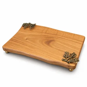 Metal Detailed Walnut Wood Serving Board