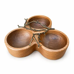 Handmade Walnut Triple Snack Bowl
