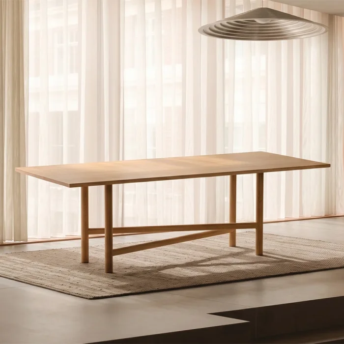 Akis Solid Oak Dining Table with Cylinder Legs - 3