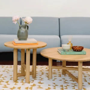 Akis Solid Oak Round Side Table - 2