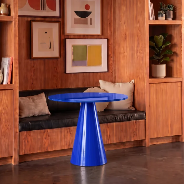 Pico Blue Glass Round Dining Table - 2