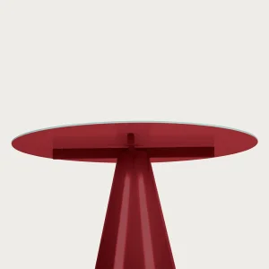 Pico Burgundy Glass Round Dining Table - 3