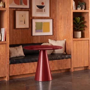 Pico Burgundy Glass Round Dining Table - 2