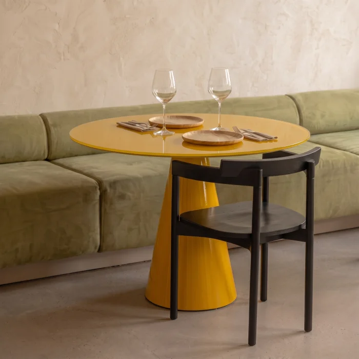 Pico Lime Yellow Glass Round Table - 2