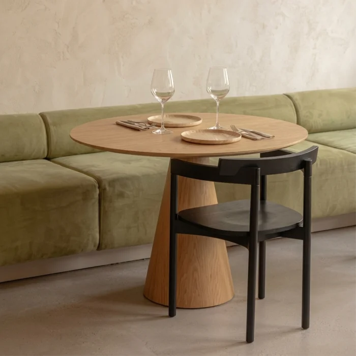 Pico Wooden Round Table - Natural Oak Legs, Natural Oak Top - 3