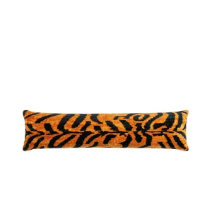 Ikat Animal Print Silk Velvet Lumbar Pillow