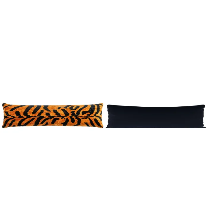 Ikat Animal Print Silk Velvet Lumbar Pillow - 3
