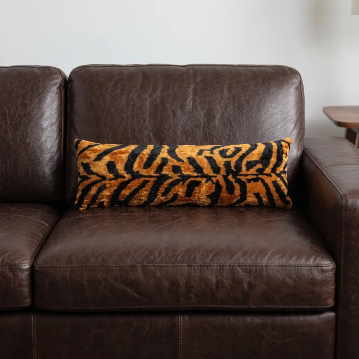 Ikat Animal Print Silk Velvet Lumbar Pillow - 2
