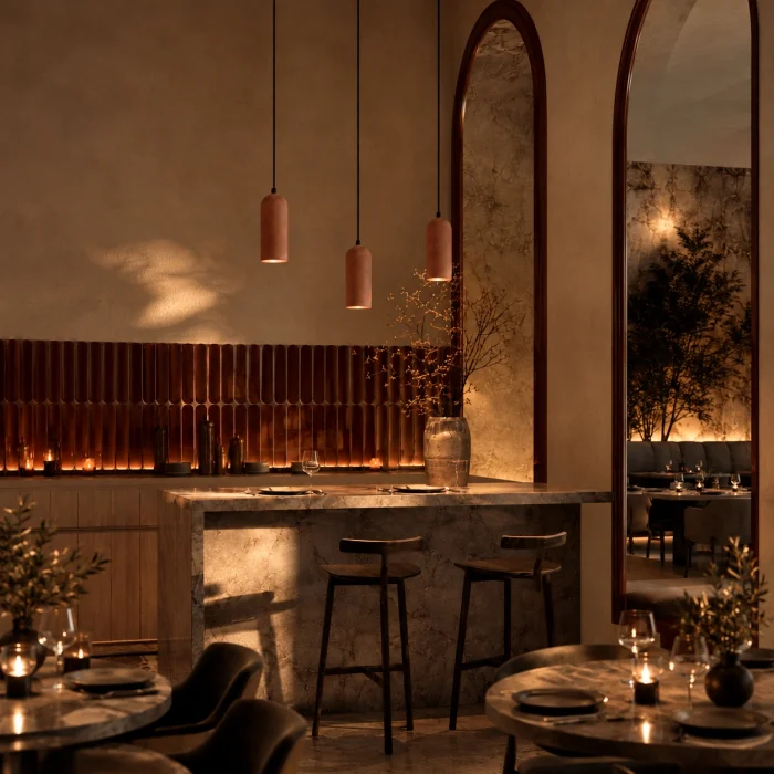 Terracotta Dome Cylinder 3 Pieced Concrete Pendant Lighting - 8