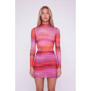 Turtleneck Lined Mini Multicolor Two-piece Inferno Set - 5