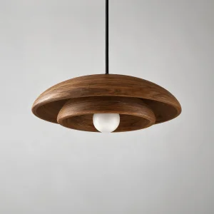 Eclipse Double Layer Walnut Pendant Light
