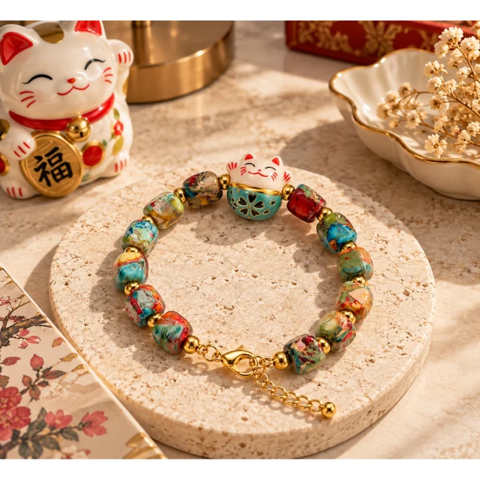 Maneki Neko Imperial Jasper Şans Bilekliği - 2