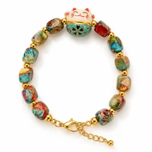 Maneki Neko Imperial Jasper Şans Bilekliği