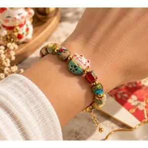 Maneki Neko Imperial Jasper Şans Bilekliği - 3
