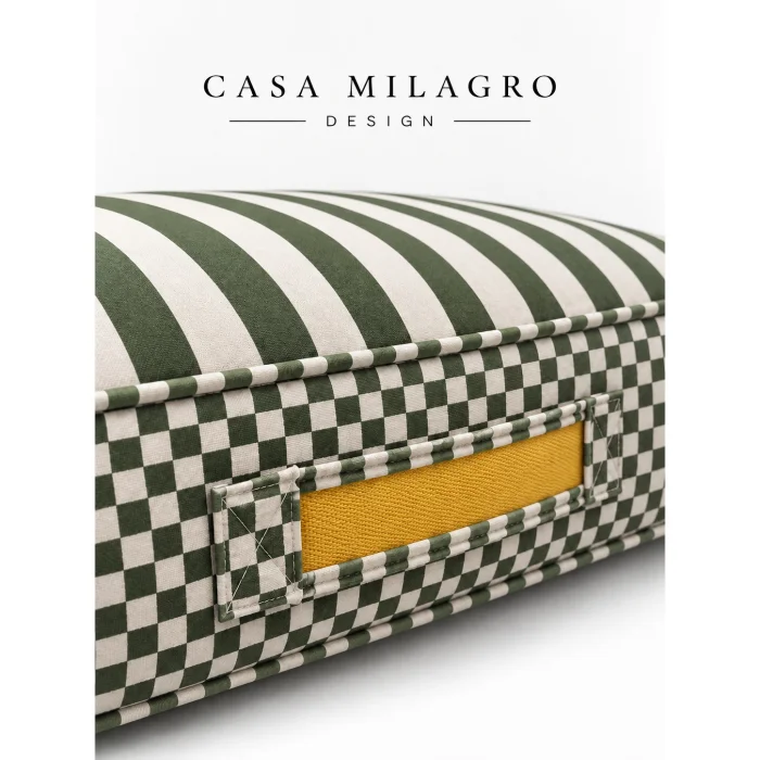 Striped Checkered Green Pet Bed - 4